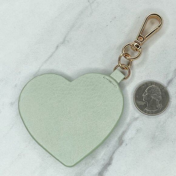 Faux Leather Heart Bag Charm Clip Keychain Keyring - Picture 4 of 4